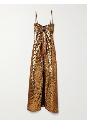 Johanna Ortiz - Henna Night Cutout Embellished Metallic Silk-blend Maxi Dress - Gold - US2,US4,US6,US8