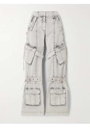 Acne Studios - Buckled Tie-detailed Cotton-twill Wide-leg Pants - Gray - FR 34,FR 36,FR 38,FR 40,FR 42
