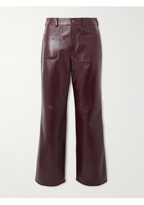 Chloé - Cropped Leather Flared Pants - Burgundy - FR 34,FR 36,FR 38,FR 40,FR 42,FR 44