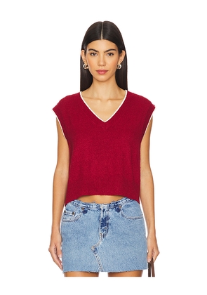 MONROW Boucle Knit V Neck Sweater Vest in Burgundy. Size XL. Also in L.