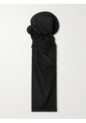 Magda Butrym - Strapless Ruched Silk-taffeta Maxi Dress - Black - FR 34,FR 36,FR 38,FR 40