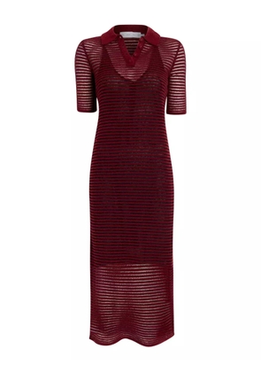 Proenza Schouler White Label Meline striped polo-collar midi dress - Red