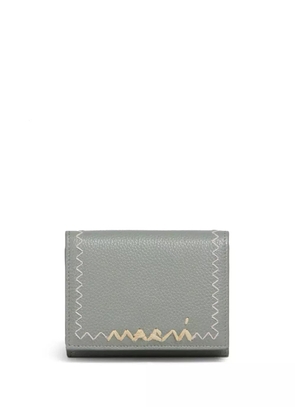 Marni logo-embroidered leather wallet - Grey