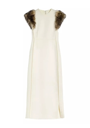 Jil Sander fur-trimmed sleeveless maxi dress - Neutrals