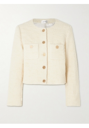 FRAME - Cropped Cotton-blend Bouclé-tweed Jacket - Ecru - xx small,x small,small,medium,large,x large
