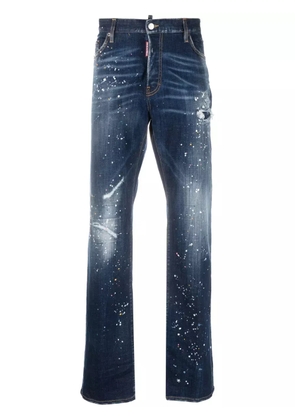 DSQUARED2 Twimphony paint-splatter straight-leg jeans - Blue