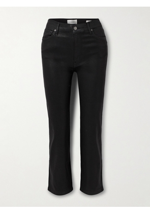 FRAME - Le Sleek Coated High-rise Straight-leg Jeans - Black - 23,24,25,26,27,28,29,30,31,32