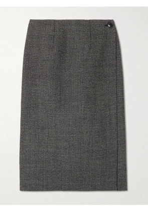 Marie Adam-Leenaerdt - Reversible Houndstooth Tweed And Wool-twill Midi Wrap Skirt - Black - FR 34,FR 36,FR 38,FR 40,FR 42