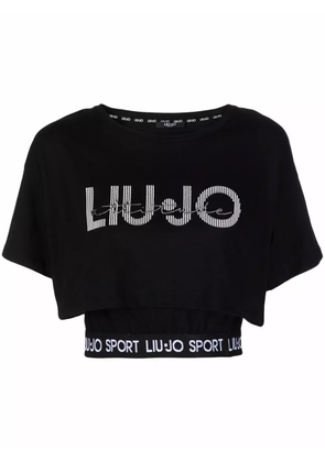 LIU JO logo-print cropped T-shirt - Black