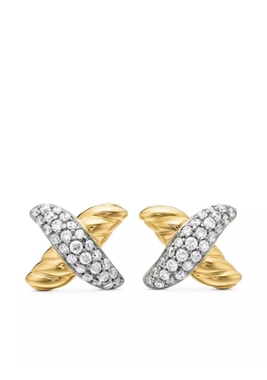 David Yurman 18kt yellow gold Petite X diamond stud earrings (8.4mm)
