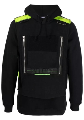 Sankuanz layered reflective-detail hoodie - Black