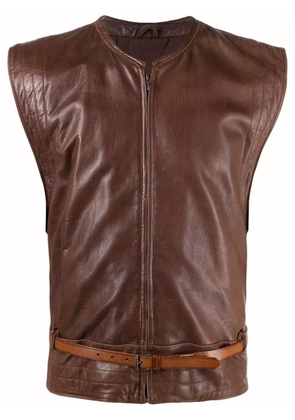 Versace Pre-Owned 1980s belted leather waistcoat - Brown