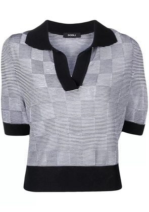 Goen.J checkerboard-print short-sleeved top - Black