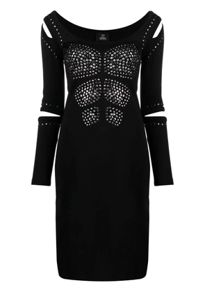 Versace Pre-Owned 2010 studded cut-out fitted dress - Black