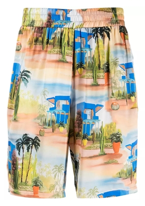 Les Benjamins tropical-print silk shorts - Orange