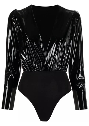 Alchemy x Lia Aram faux-patent leather bodysuit - Black