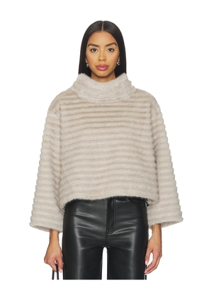 jocelyn Faux Mink Pullover Sweatshirt in Beige. Size L. Also in M, S, XS.