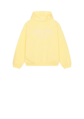 Fear of God ESSENTIALS 90S Fit Fleece Hoodie in Yellow. Size L. Also in S.