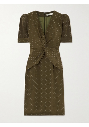 Alessandra Rich - Twist-front Gathered Polka-dot Silk Midi Dress - Green - IT36,IT38,IT40,IT42,IT44,IT46
