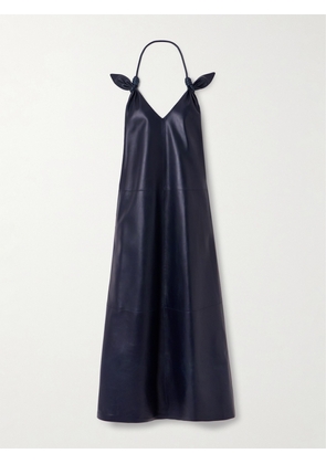 LOEWE - Flamenco Open-back Knotted Leather Dress - Blue - FR 36,FR 38,FR 40