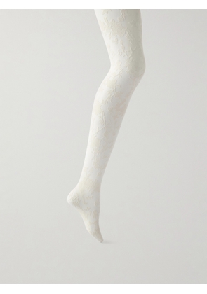 Wolford - Flower 30 Denier Jacquard-knit Tights - White - x small,small,medium,large