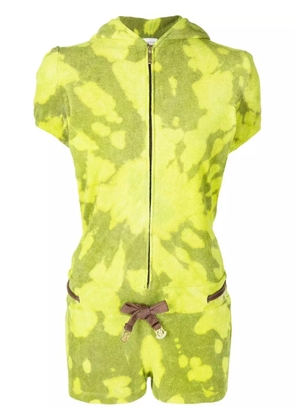 Stain Shade tie-dye hooded playsuit - Green