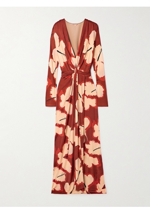 Johanna Ortiz - Coral Marino Draped Printed Stretch-jersey Maxi Dress - Red - US0,US2,US4,US6,US8,US10,US12