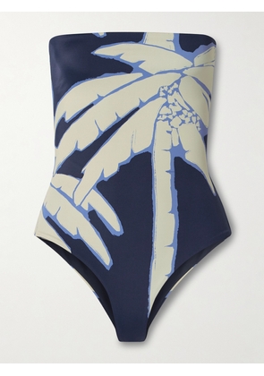 Johanna Ortiz - Alta Mar Strapless Printed Swimsuit - Blue - x small,small,medium,large,x large