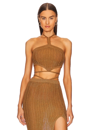 Michael Costello x REVOLVE Sylvan Knit Top in Brown. Size L. Also in XL, XS.