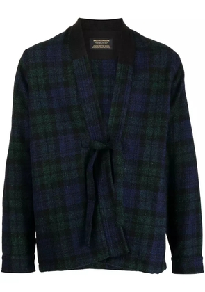 Maharishi tartan front-tie jacket - Blue