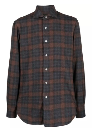 Barba check-print button-up shirt - Blue