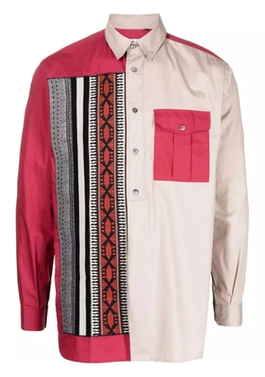 Ports V geometric-print long-sleeve shirt - Neutrals