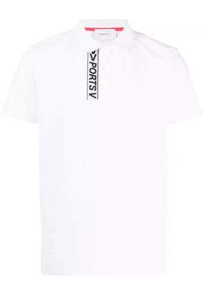 Ports V logo-tape polo shirt - White