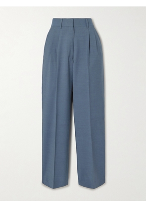 BLAZÉ Milano - Aile Fox Pleated Wool And Mohair-blend Straight-leg Pants - Blue - 00,1,2,3,4