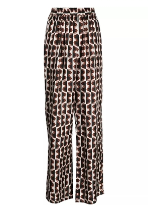Biyan straight-leg graphic-print trousers - Brown