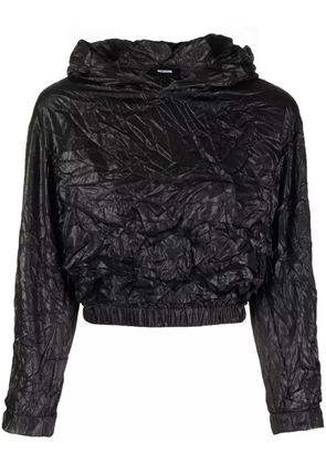 We11done crinkle-effect cropped hoodie - Black