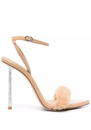 Le Silla Bella 105mm faux-fur sandals - Neutrals