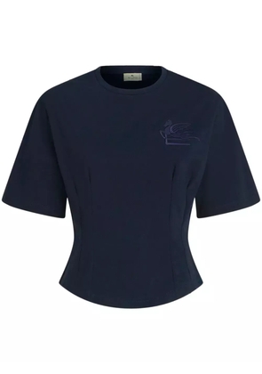 ETRO Pegaso-appliqué cotton T-shirt - Blue