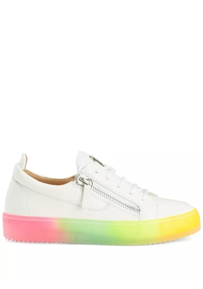 Giuseppe Zanotti Frankie double-zip low-top rainbow-sole sneakers - White