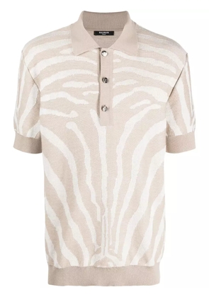 Balmain zebra-jacquard polo shirt - Neutrals