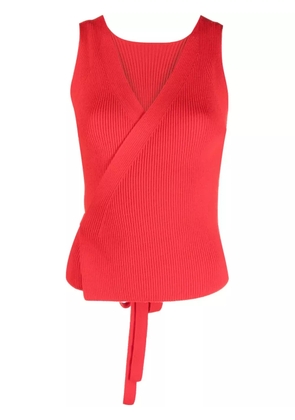 Patou ribbed-knit wrap top - Red
