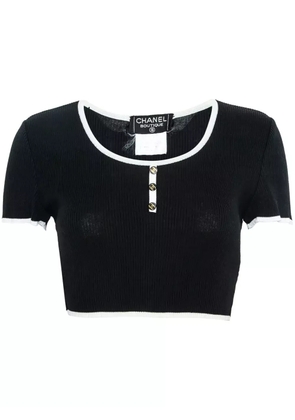 CHANEL Pre-Owned 1995-1996 cropped knit top - Black