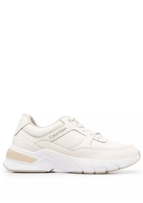 Calvin Klein logo-embroidered panelled sneakers - Neutrals