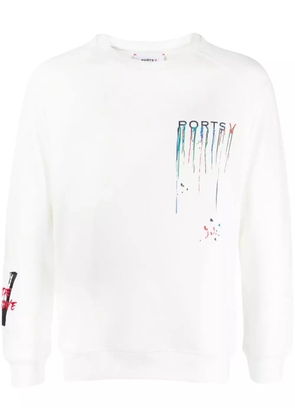 Ports V logo-print paint-splatter sweatshirt - White