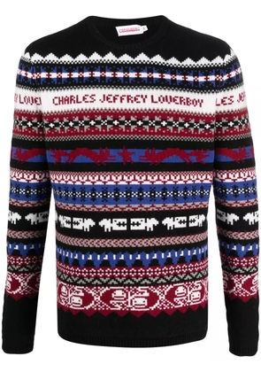 Charles Jeffrey Loverboy fair isle-knit crew-neck jumper - Black