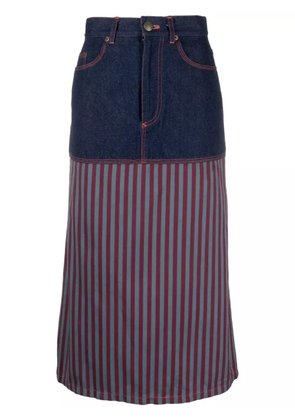 Jean Paul Gaultier Pre-Owned 1990s striped panelled denim skirt - Blue