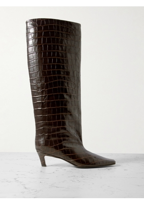 TOTEME - Croc-effect Leather Knee Boots - Brown - IT35,IT36,IT37,IT38,IT39,IT40,IT41,IT42