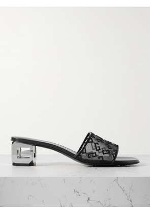 Givenchy - G Cube Leather-trimmed Logo-appliquéd Mesh Mules - Black - IT36,IT37,IT37.5,IT38,IT38.5,IT39,IT39.5,IT40,IT41,IT42