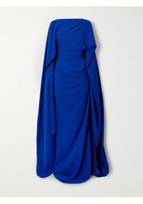 Marmar Halim - Draped Ruched Silk-blend Crepe De Chine Gown - Blue - IT38,IT40,IT42,IT44,IT46,IT48