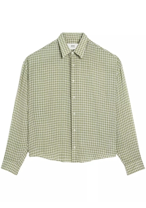AMI Paris Ami de Coeur-embroidery gingham-print shirt - Green